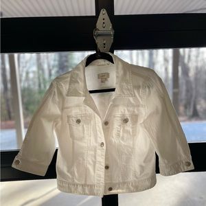Loft Petite Denim Trucker Jacket in White